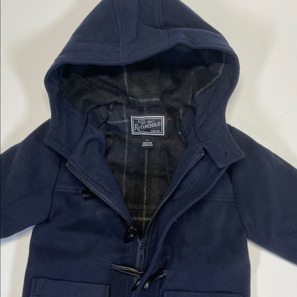 Rothschild Toddler Navy Hooded Toggle Winter Coat Jacket Boys Size 3T - Picture 2 of 7